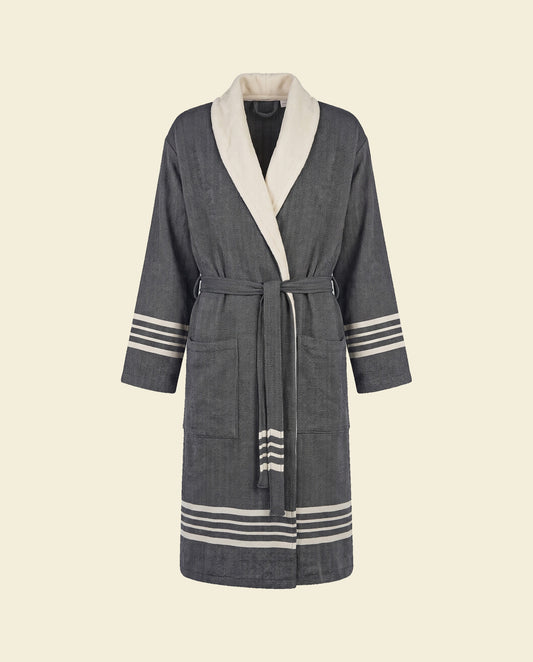 gevoerde hamam badjas Krem Sultan black - op kleur