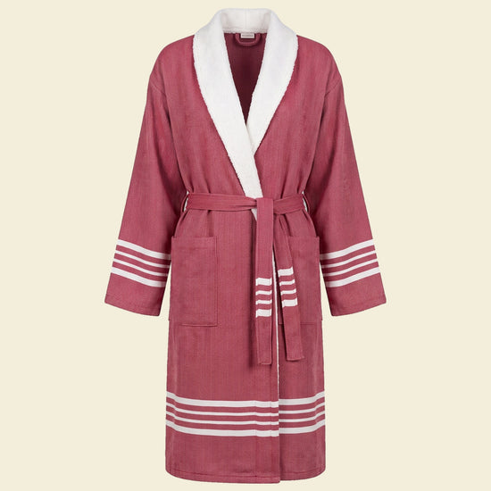 gevoerde hamam badjas Krem Sultan bordeaux - op kleur