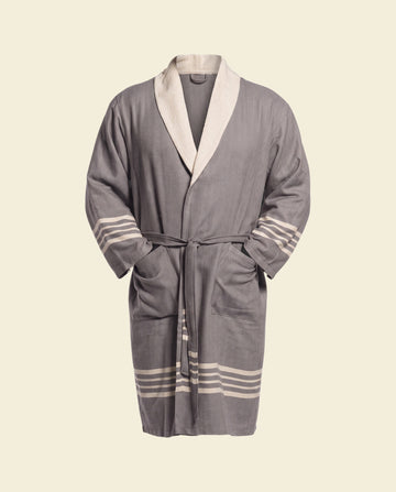 gevoerde hamam badjas Krem Sultan dark-grey