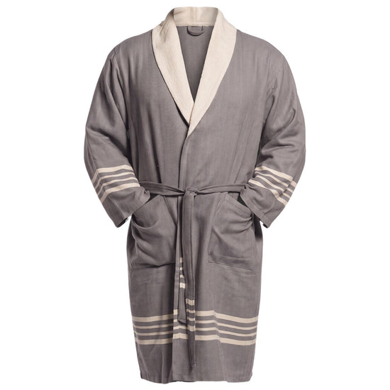 gevoerde hamam badjas Krem Sultan dark grey - vrijstaand