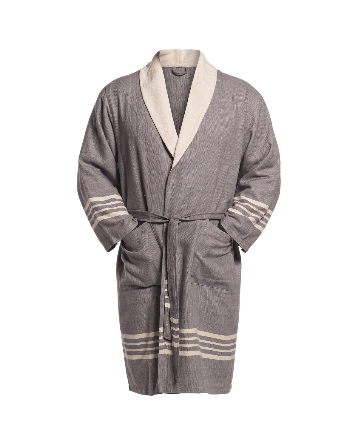 gevoerde hamam badjas Krem Sultan dark grey - vrijstaand