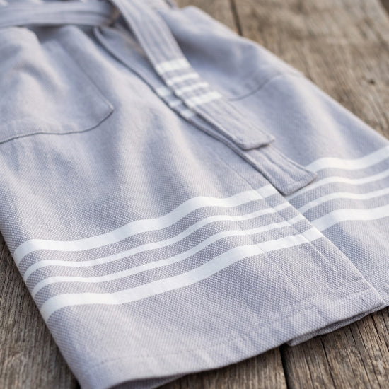 gevoerde hamam badjas Krem Sultan light grey - detail