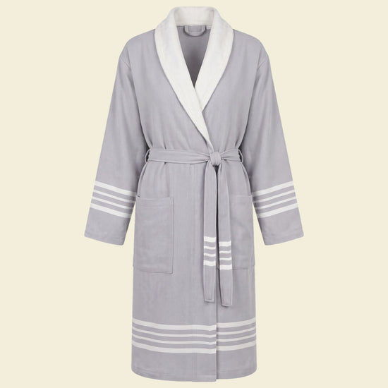 gevoerde hamam badjas Krem Sultan light grey - op kleur