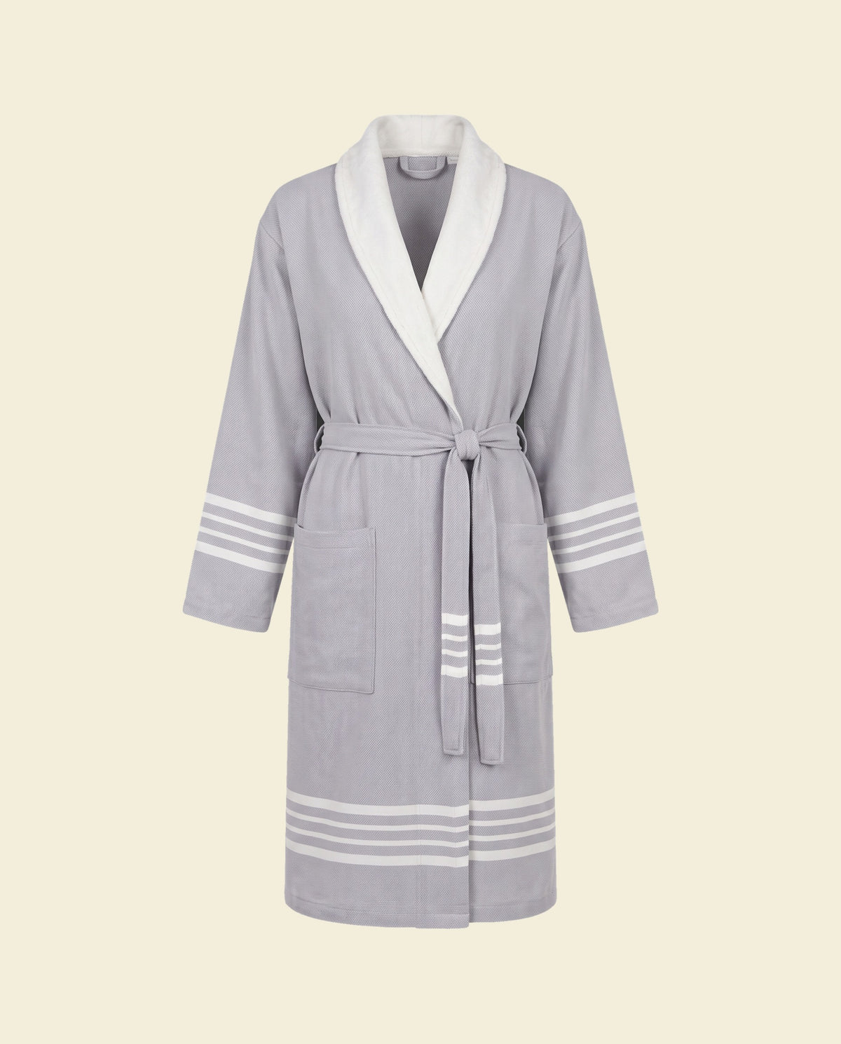 gevoerde hamam badjas Krem Sultan light grey - op kleur