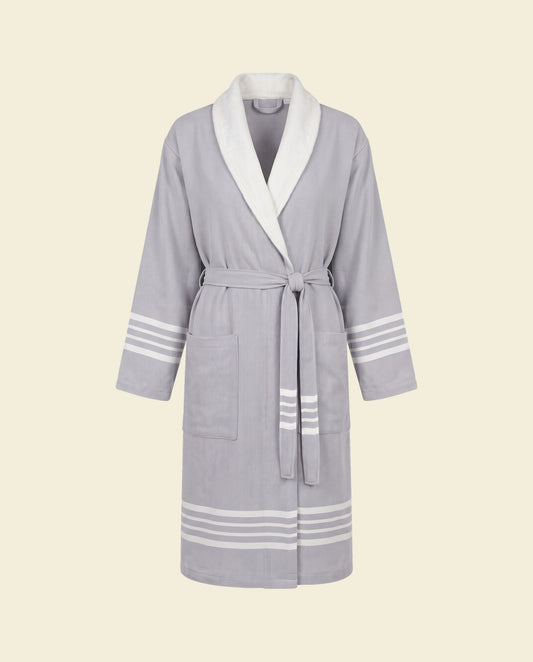 gevoerde hamam badjas Krem Sultan light grey - op kleur