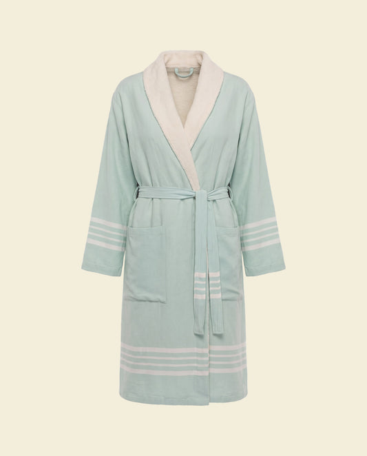 gevoerde hamam badjas Krem Sultan mint - op kleur