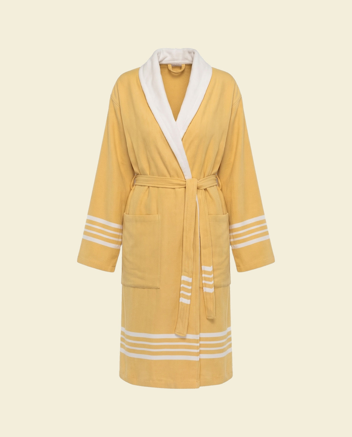 gevoerde hamam badjas Krem Sultan mustard yellow - op kleur