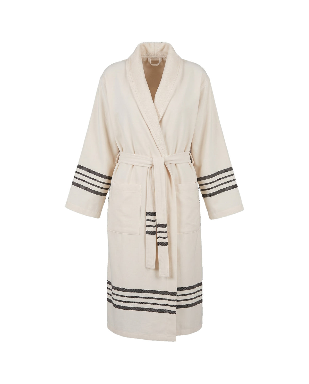 gevoerde hamam badjas Krem Sultan natural black - vrijstaand