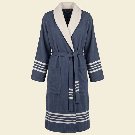 gevoerde hamam badjas Krem Sultan navy - op kleur