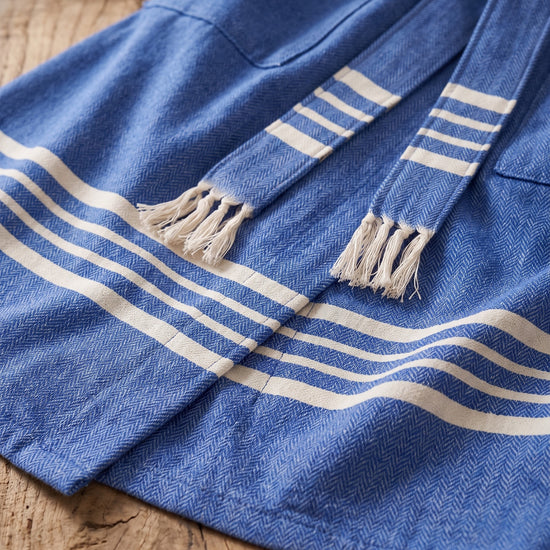 gevoerde hamam badjas Krem Sultan royal blue - detail