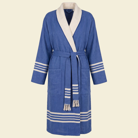 gevoerde hamam badjas Krem Sultan royal blue - op kleur