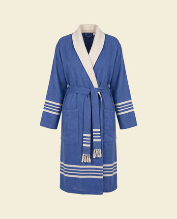 gevoerde hamam badjas Krem Sultan royal blue - op kleur