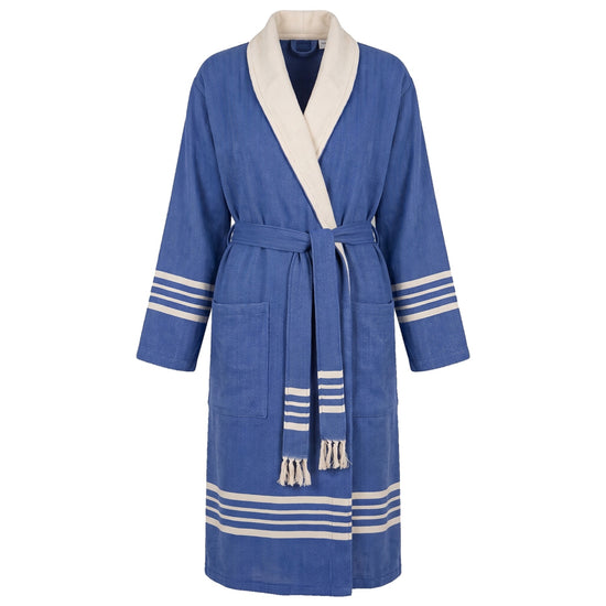 gevoerde hamam badjas Krem Sultan royal blue - vrijstaand