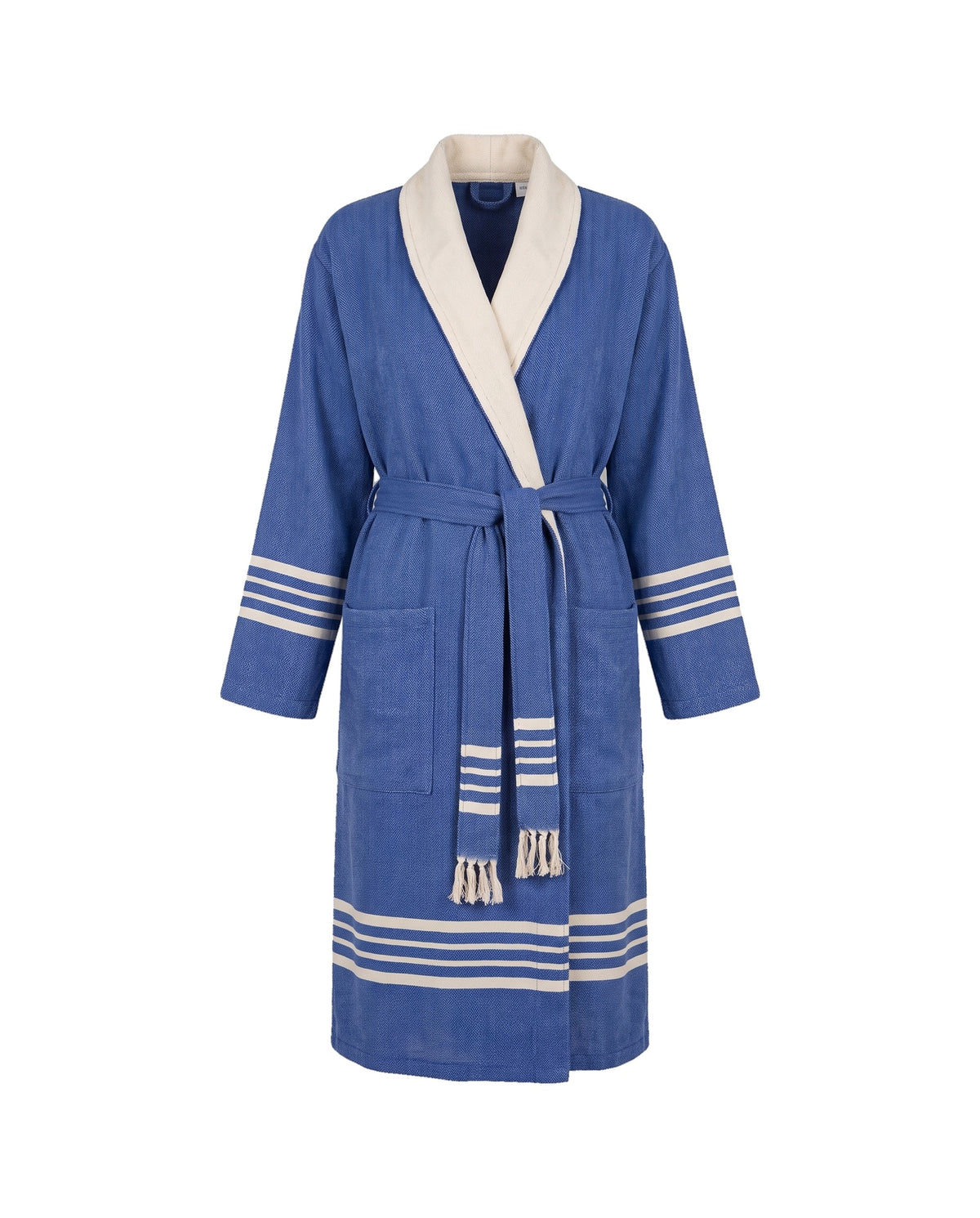 gevoerde hamam badjas Krem Sultan royal blue - vrijstaand