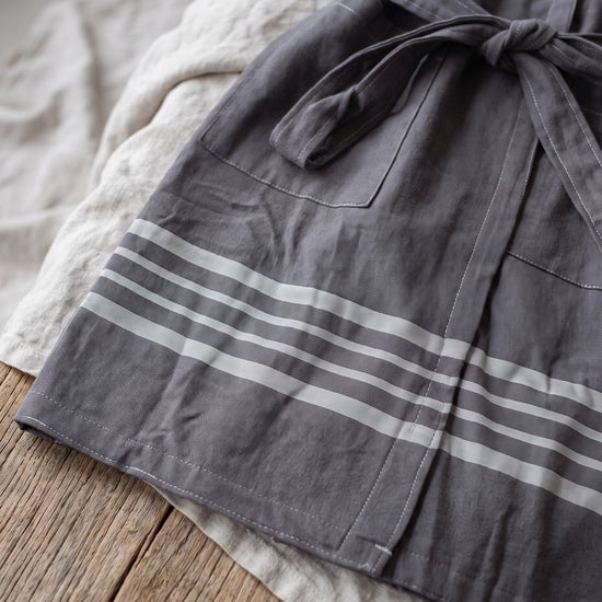 gevoerde hamam badjas Sun dark grey - detail