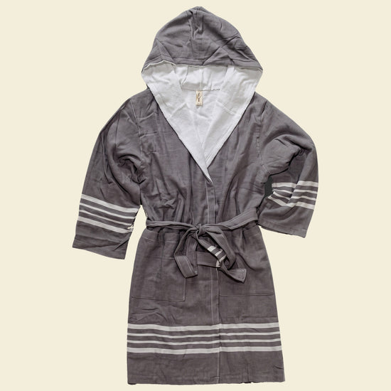 gevoerde hamam badjas Sun dark grey - op kleur