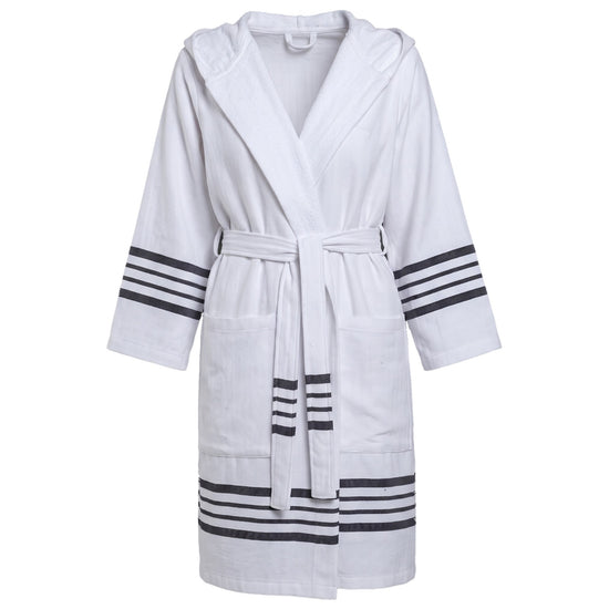 gevoerde hamam badjas Sun white black - vrijstaand