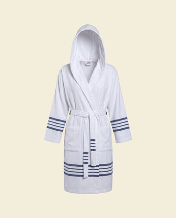 gevoerde hamam badjas Sun white navy