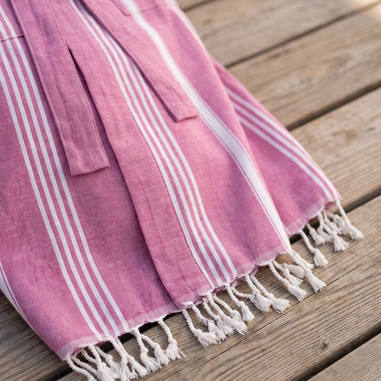 hamam badjas cerise - detail