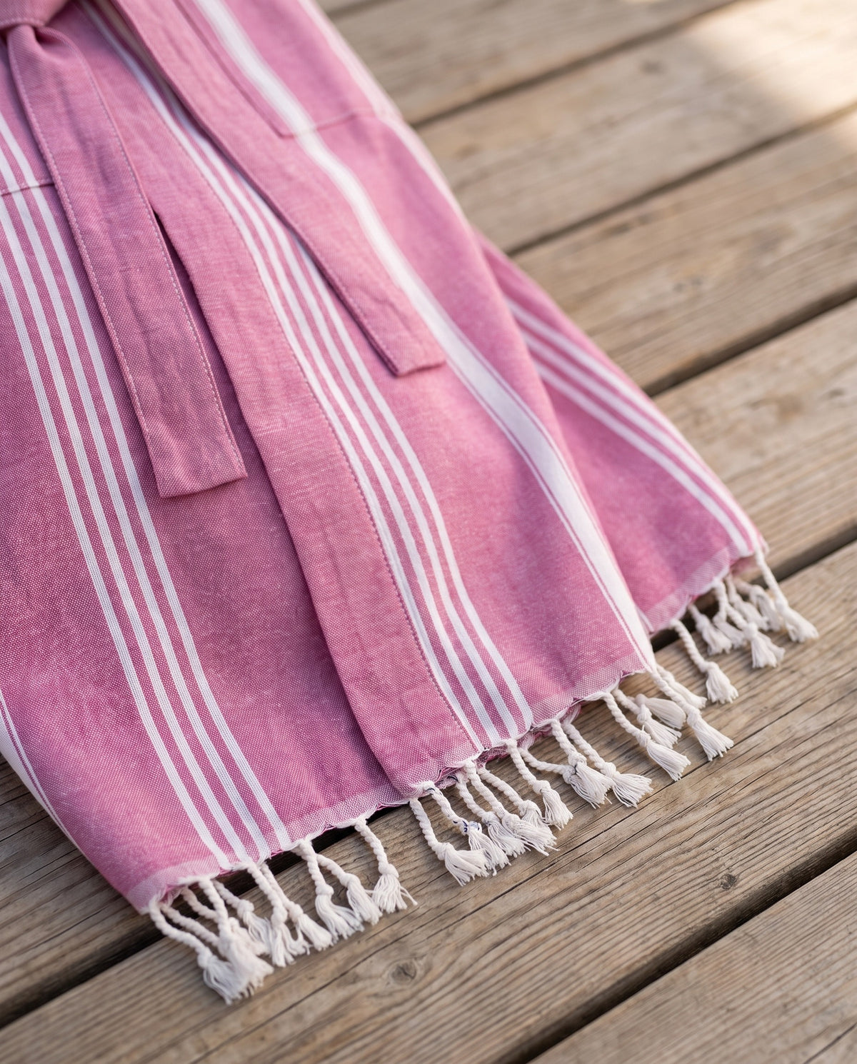 hamam badjas cerise - detail