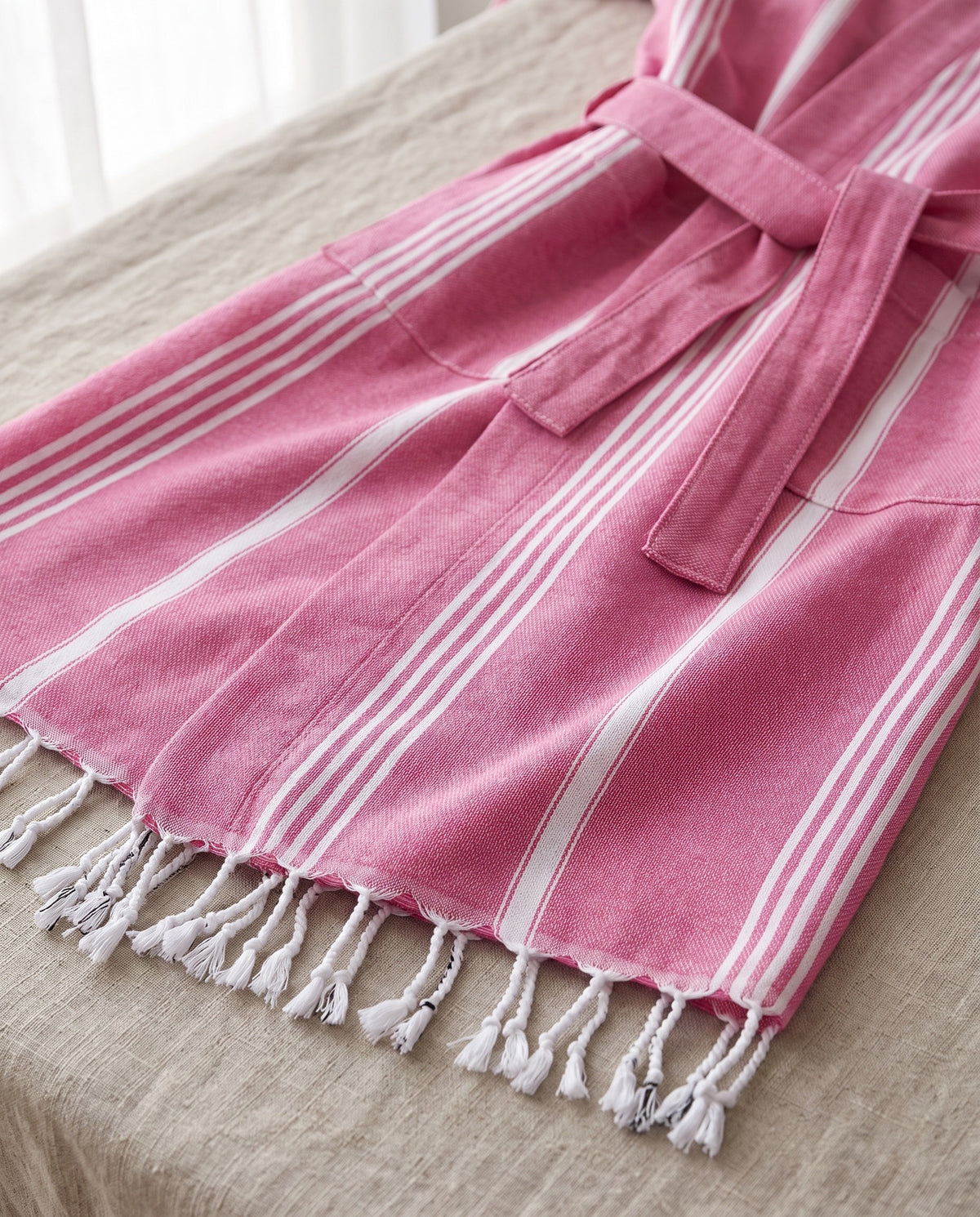 hamam badjas fuchsia - detail