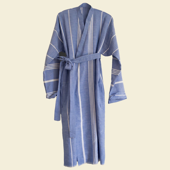 hamam badjas grieksblauw - op kleur