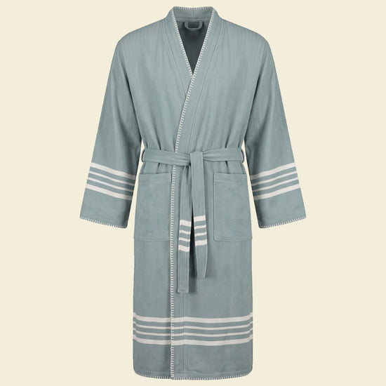 hamam badjas Krem Sultan almond green met farmer stitch - op kleur