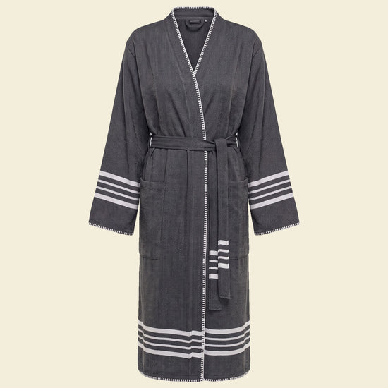 hamam badjas Krem Sultan black met farmer stitch - op kleur