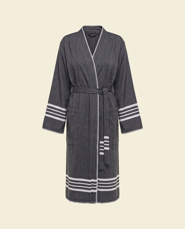 hamam badjas Krem Sultan black met farmer stitch - op kleur