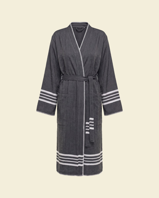 hamam badjas Krem Sultan black met farmer stitch - op kleur