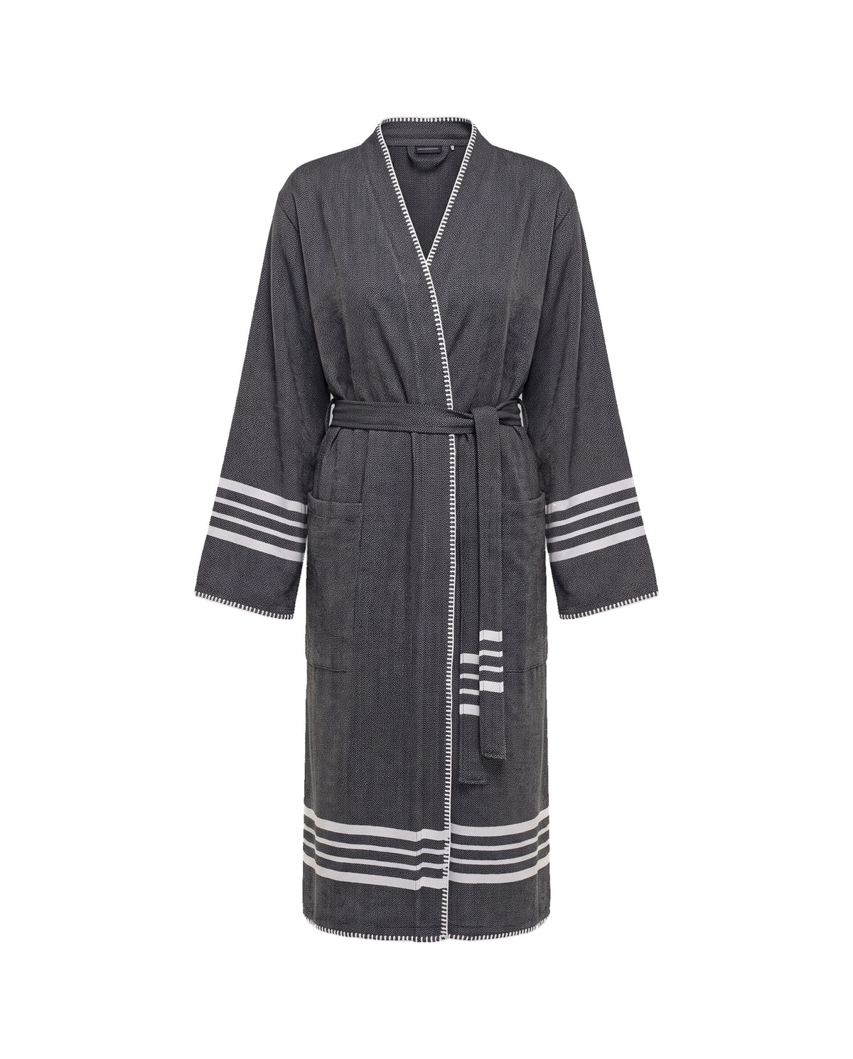 hamam badjas Krem Sultan black met farmer stitch - vrijstaand