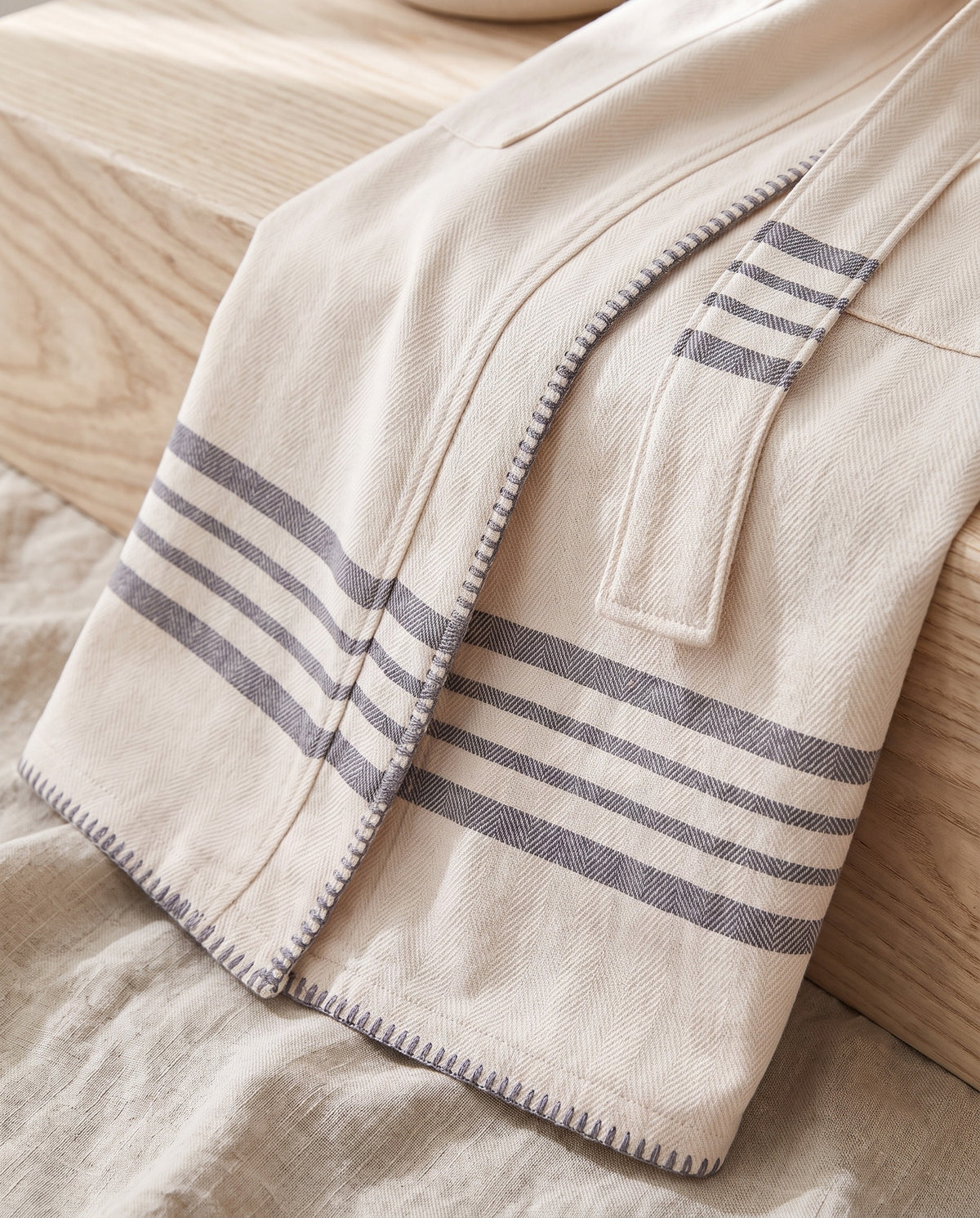 hamam badjas Krem Sultan kimono natural dark grey - detail