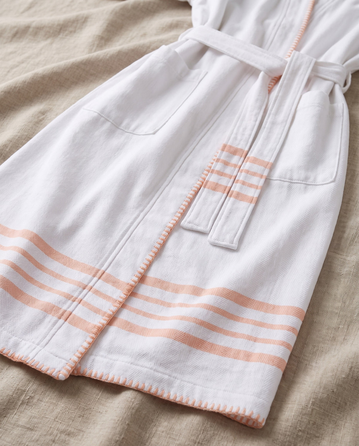 hamam badjas Krem Sultan kimono white melon - detail