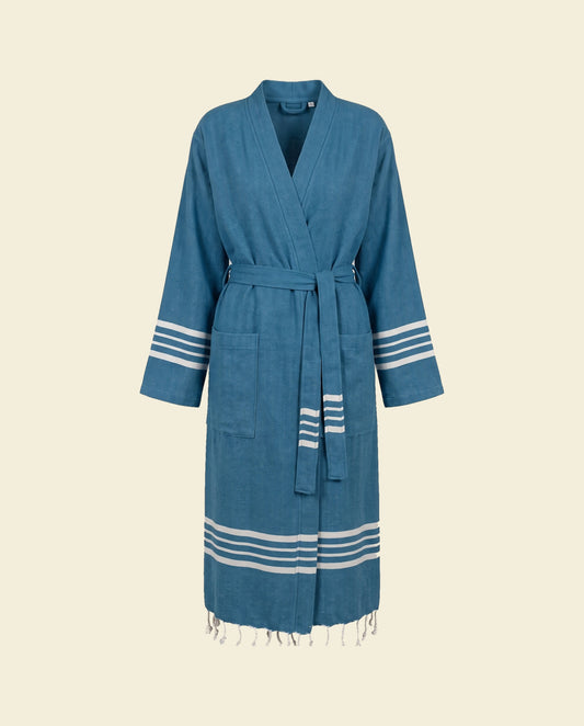 hamam badjas Krem Sultan petrol blue - op kleur
