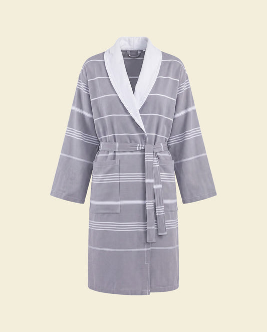 hamam badjas Leyla badstof dark grey - op kleur