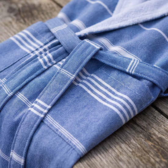 hamam badjas Leyla badstof royal blue - detail