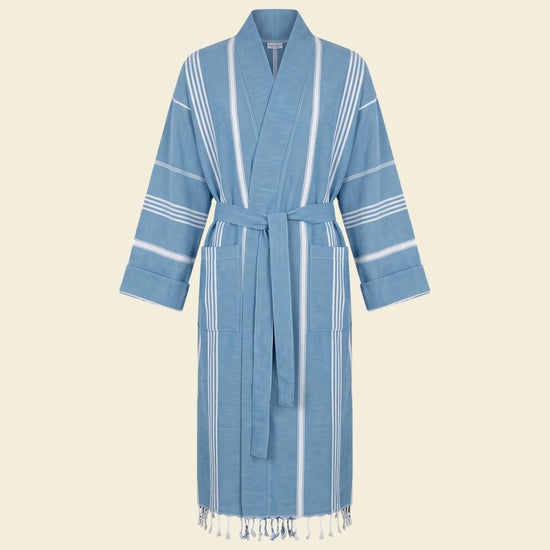 hamam badjas oceaanblauw - op kleur