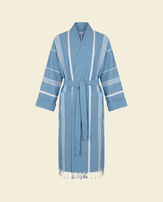 hamam badjas oceaanblauw - op kleur