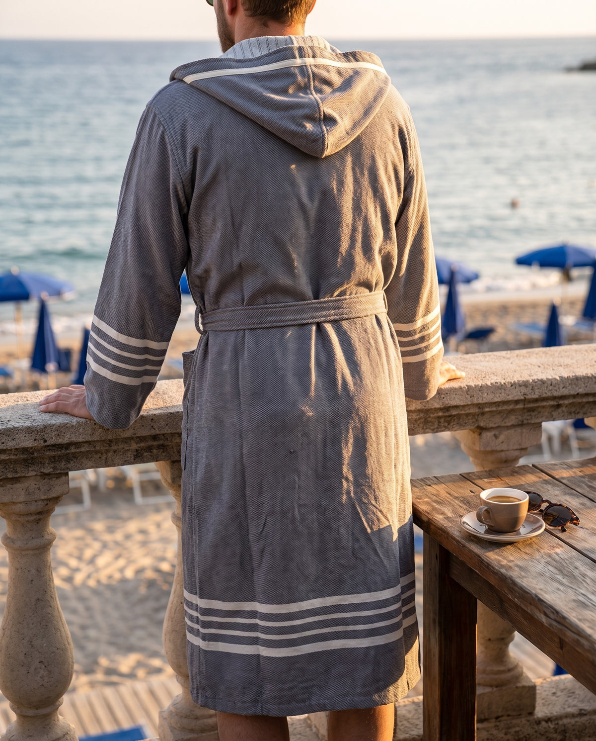 hamam badjas Sun heren taupe - sfeer