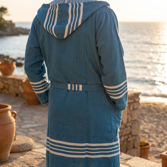 hamam badjas Sun petrol blue - sfeer