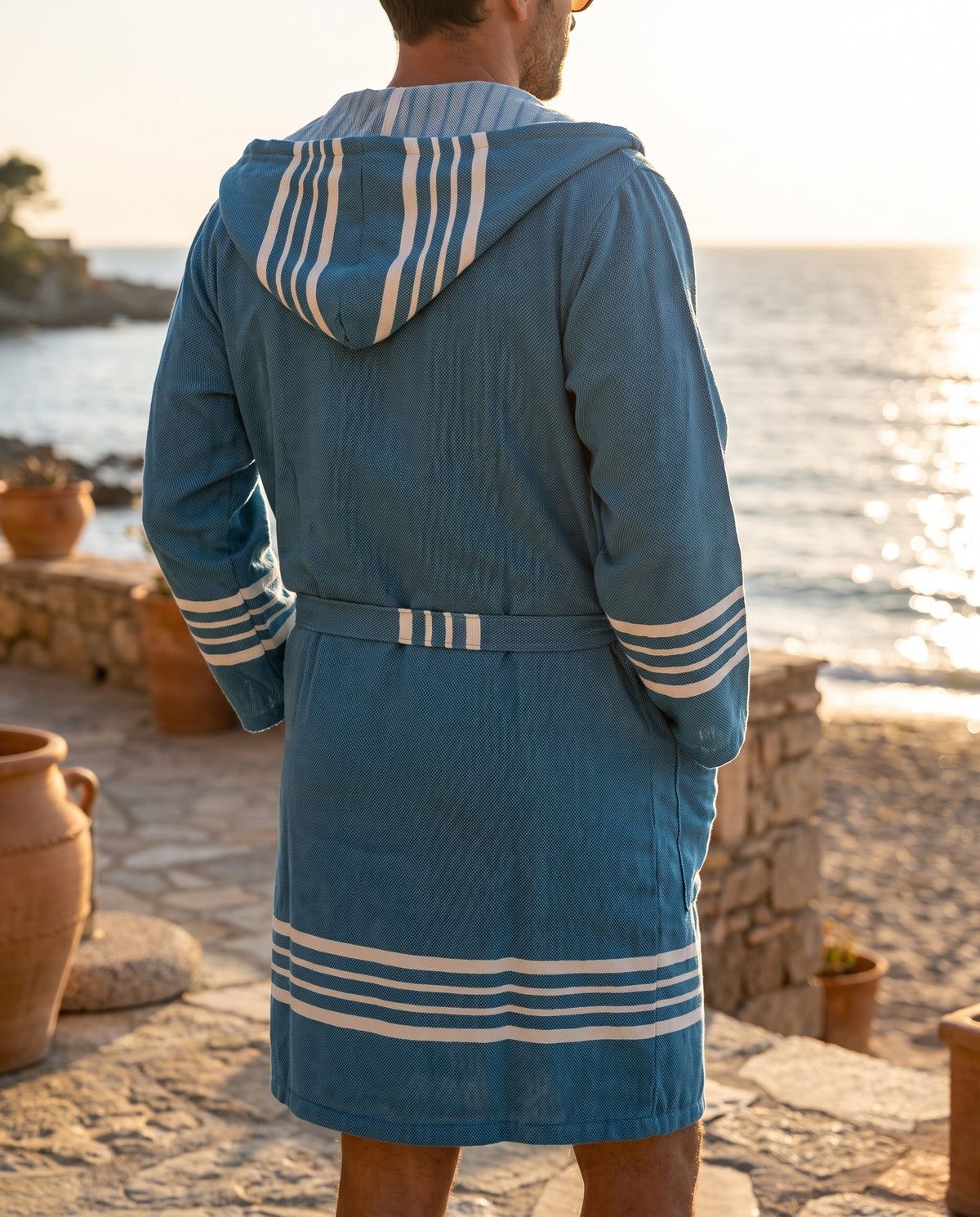 hamam badjas Sun petrol blue - sfeer