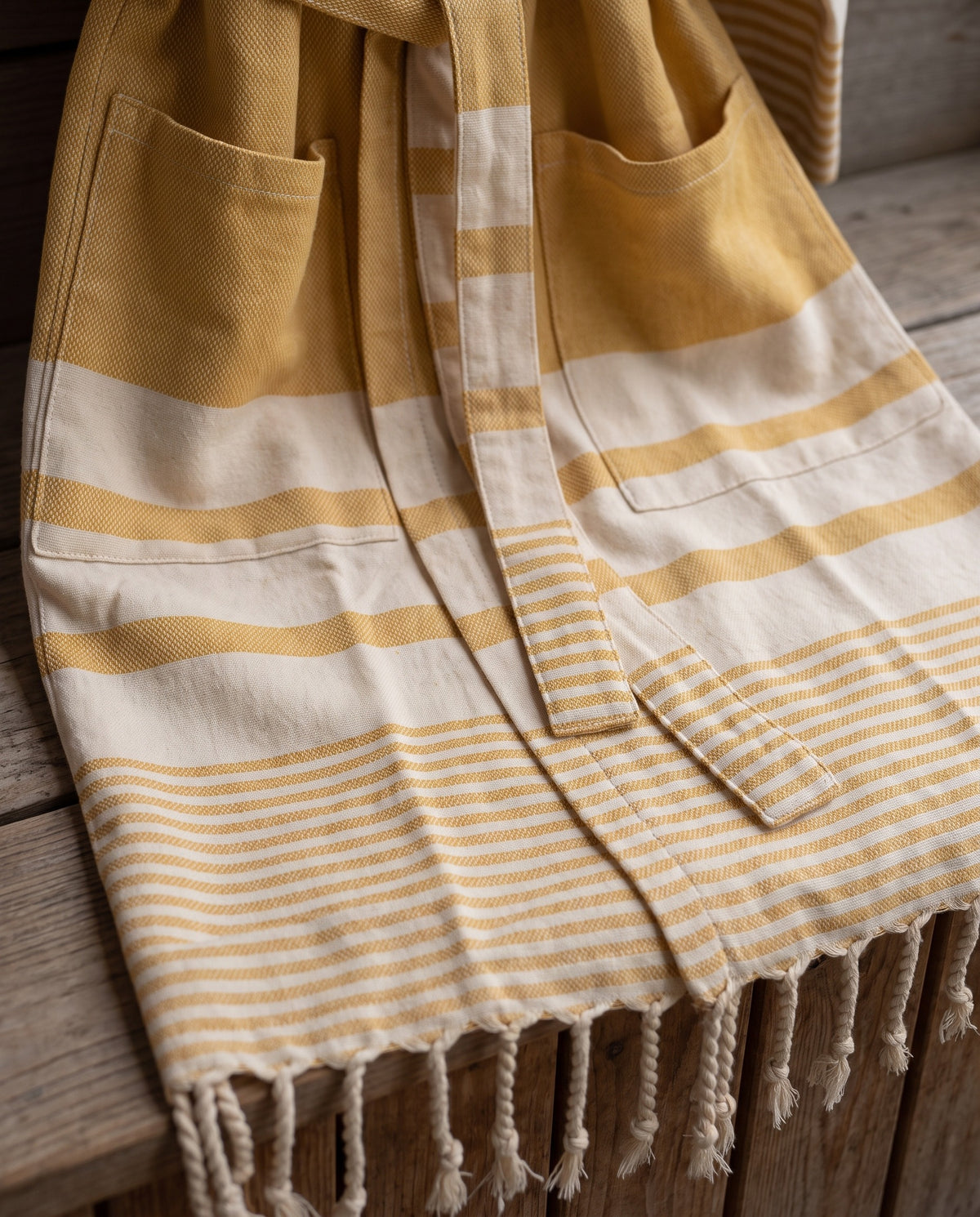 hamam badjas Tabiat mustard yellow - detail
