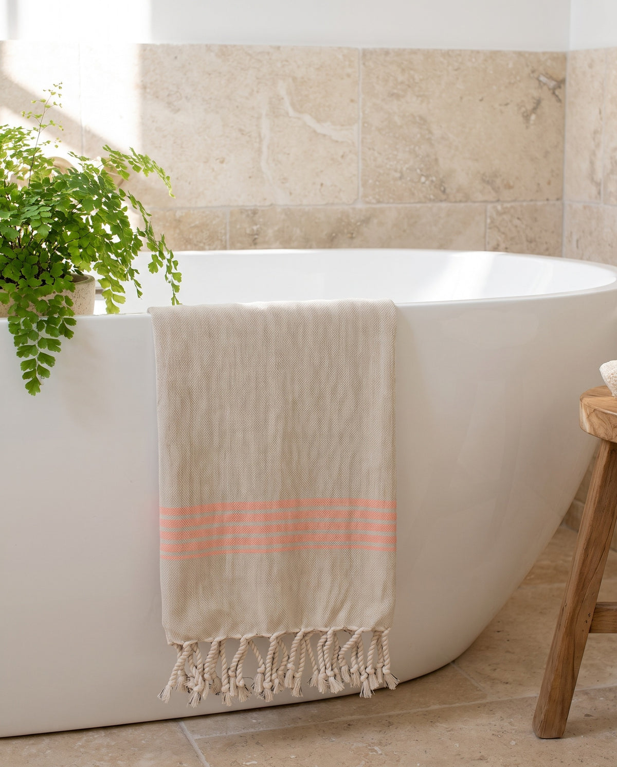 hamam gastendoek linnen donkerperzik - sfeer