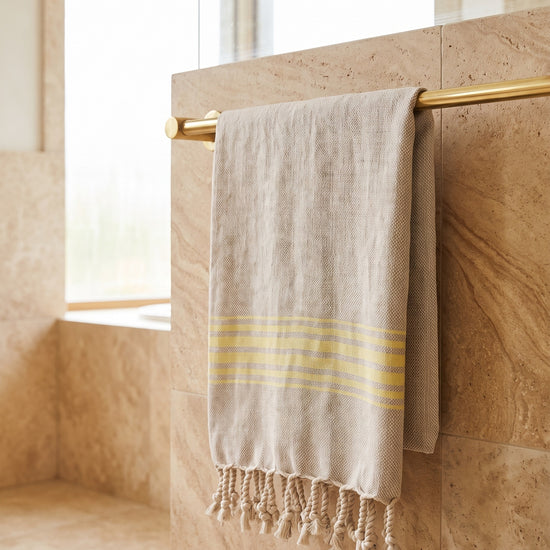 hamam gastendoek linnen geel - sfeer