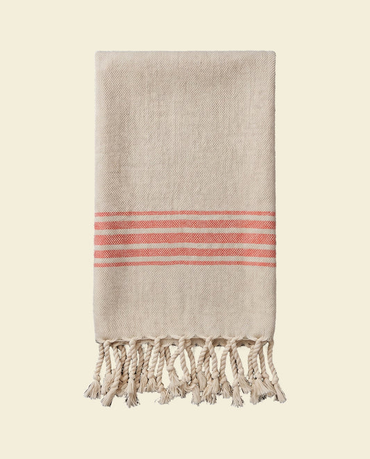 hamam gastendoek linnen koraalrood - op kleur
