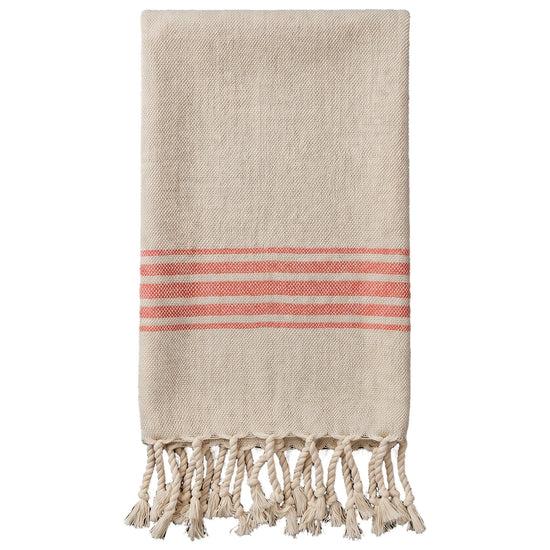 hamam gastendoek linnen koraalrood - vrijstaand