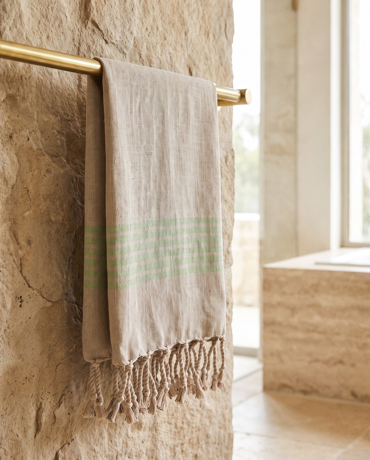 hamam gastendoek linnen pistache - sfeer