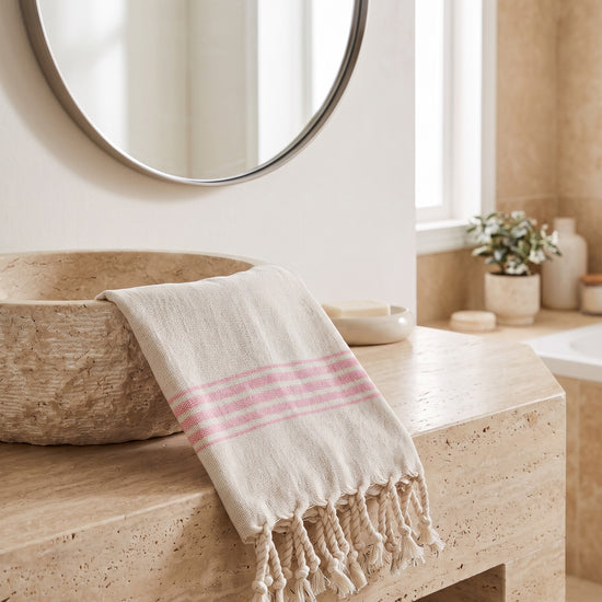 hamam gastendoek linnen zuurstokroze - sfeer