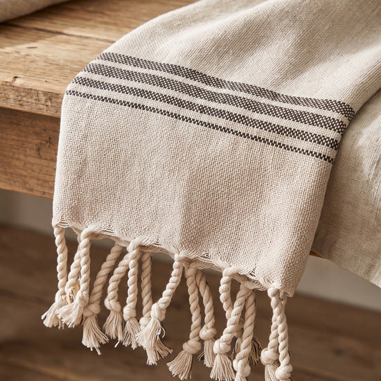 hamam gastendoek linnen zwart - detail