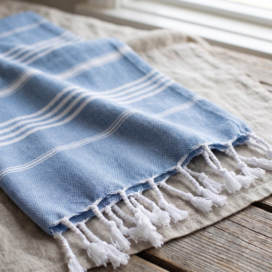 hamam handdoek blauw - detail